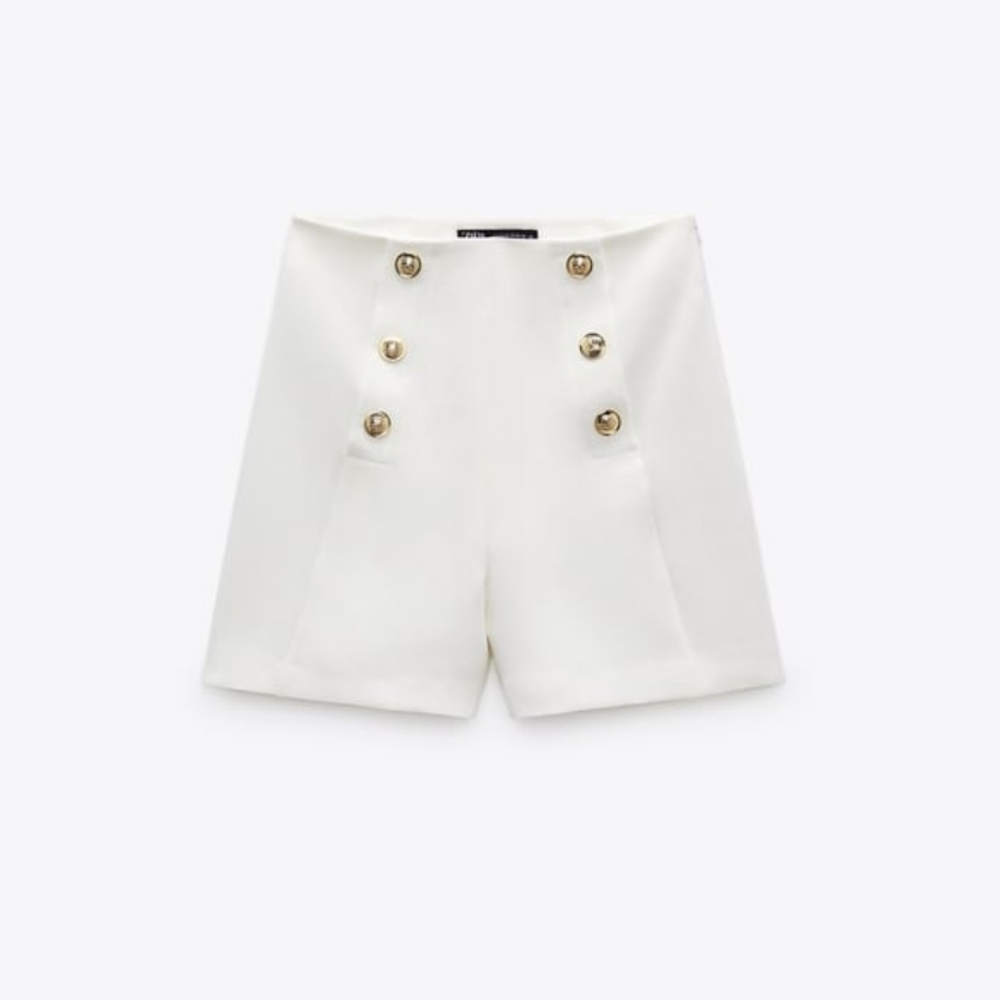 Zara high waisted shorts with gold buttons - Picture 4 of 7